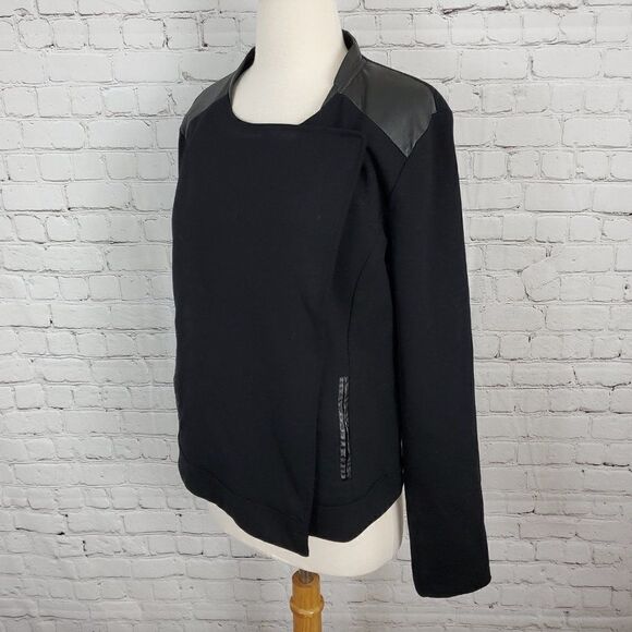 MAJESTIC Paris Black One Snap Flap Moto Jacket 4 6 L - Picture 1 of 7